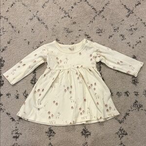 Quincy Mae Cream and Brown Patterned Kids Dress